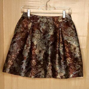 Coco + Jameson Brocade Shimmer Blue Brown Full Skirt Small